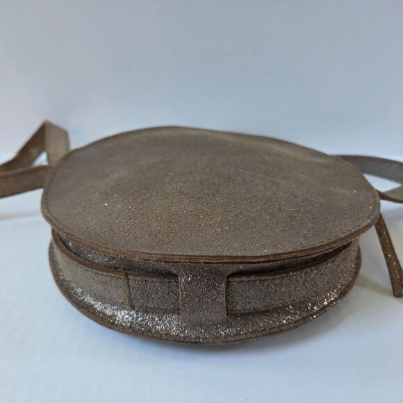 Madewell Purse Metallic Sand Simple Circle Crossbody Bag Preppy Party - Picture 7 of 14